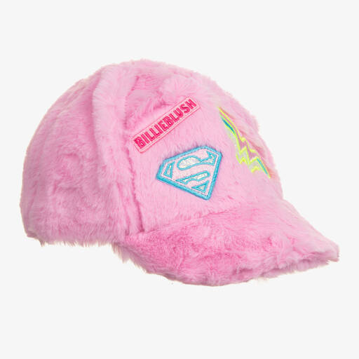 Billieblush-Girls Pink Faux Fur DC Cap | Childrensalon