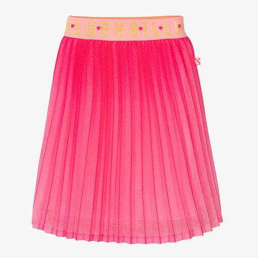 Billieblush-Girls Pink Glitter Pleated Logo Skirt | Childrensalon