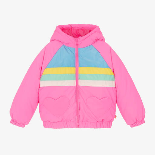 Billieblush-Girls Pink Hooded Puffer Jacket | Childrensalon