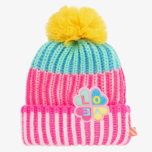 Billieblush-Girls Pink Knitted Pom-Pom Hat | Childrensalon