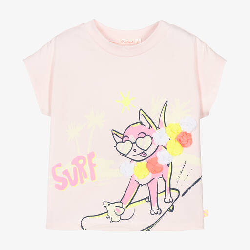 Billieblush-Girls Pink Organic Cotton T-Shirt | Childrensalon