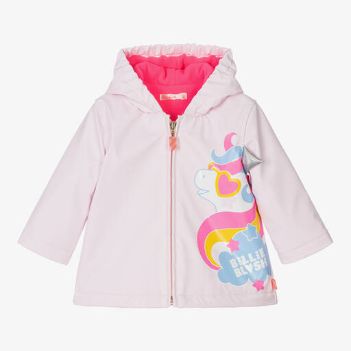 Billieblush-Girls Pink Padded Unicorn Raincoat | Childrensalon