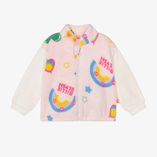 Billieblush-Girls Pink Rainbow Fleece Zip-Up Top | Childrensalon