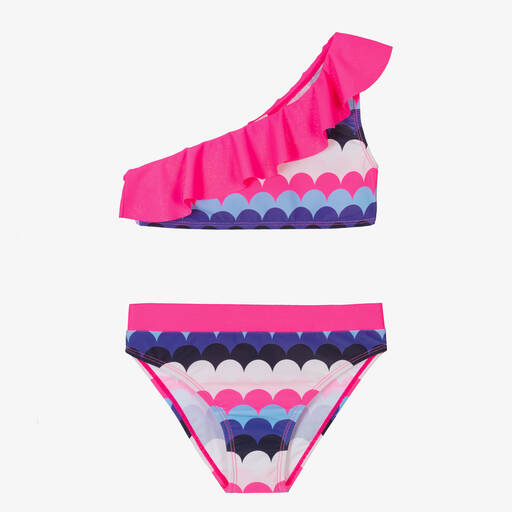 Billieblush-Girls Pink Scallop Stripe Bikini | Childrensalon