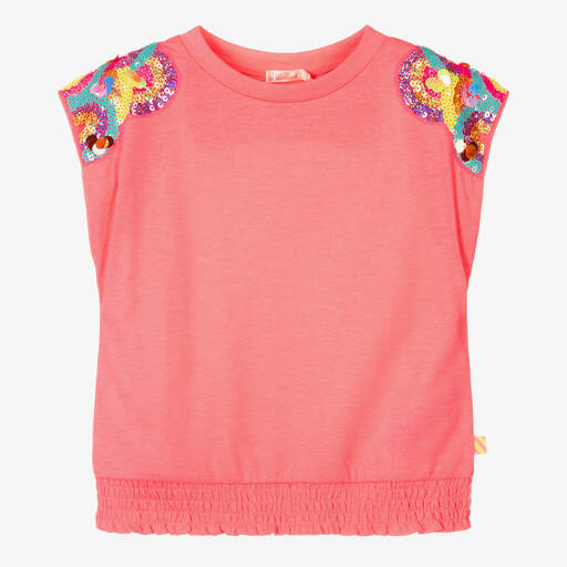Billieblush-Girls Pink Sequin Jersey Top | Childrensalon