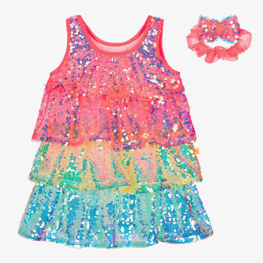 Billieblush-Girls Pink Sequin Layered Dress | Childrensalon