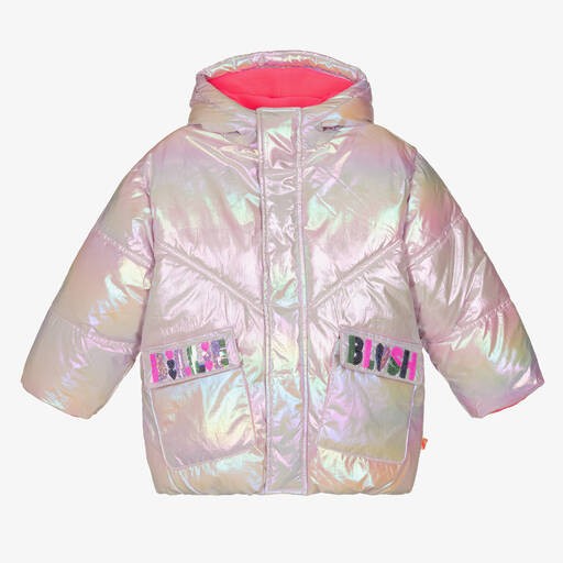 Billieblush-Girls Pink Sequin Puffer Coat | Childrensalon