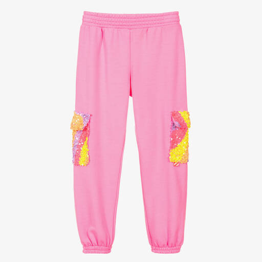 Billieblush-Girls Pink Sequinned Pocket Joggers | Childrensalon