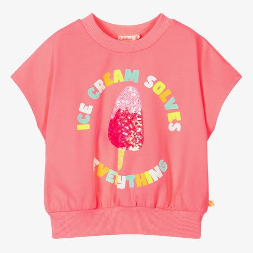 Billieblush-Girls Pink Slip-Over Sweatshirt | Childrensalon