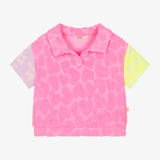 Billieblush-Girls Pink Towelling Polo Shirt | Childrensalon