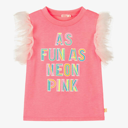 Billieblush-Girls Pink Tulle Sleeve T-Shirt | Childrensalon