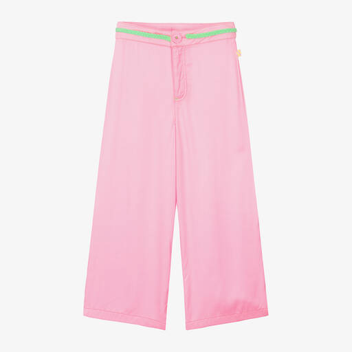 Billieblush-Girls Pink Wide Leg Viscose Trousers | Childrensalon