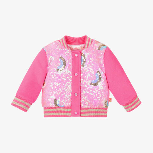 Billieblush-Girls Pink Wool & Sequin Rainbow Jacket | Childrensalon