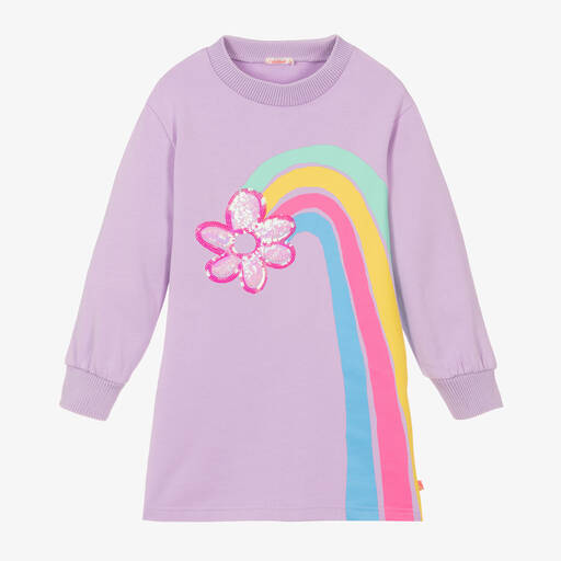 Billieblush-Girls Purple Flower Sweatshirt Dress | Childrensalon