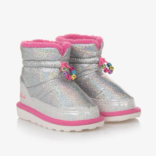 Billieblush-Girls Silver & Pink Iridescent Snow Boots | Childrensalon