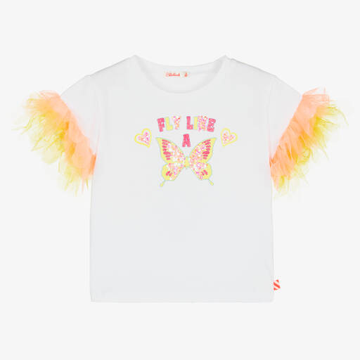 Billieblush-Schmetterling-Baumwoll-T-Shirt weiß | Childrensalon