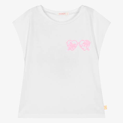 Billieblush-Girls White Cotton Seaside Print T-Shirt | Childrensalon