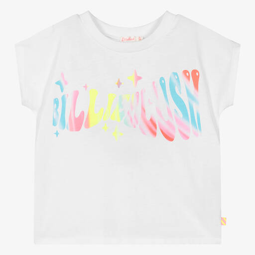 Billieblush-Girls White Cotton T-Shirt | Childrensalon