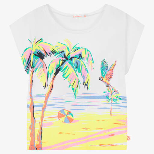 Billieblush-Girls White Palm Print T-Shirt | Childrensalon