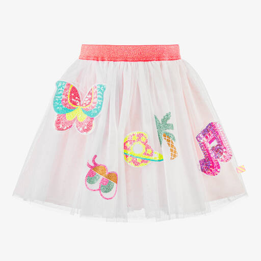 Billieblush-Girls White Sequin & Glitter Tulle Skirt | Childrensalon