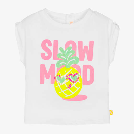 Billieblush-Girls White Sleeveless Pineapple T-Shirt | Childrensalon