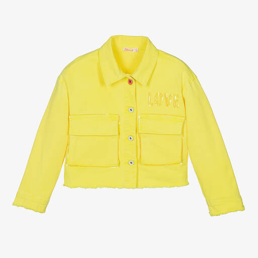 Billieblush-Girls Yellow Sequin Twill Jacket | Childrensalon