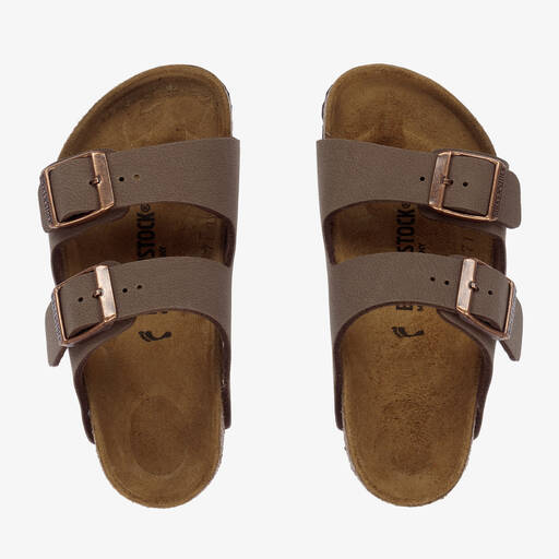 Birkenstock-Brown Faux Leather Buckled Sandals | Childrensalon