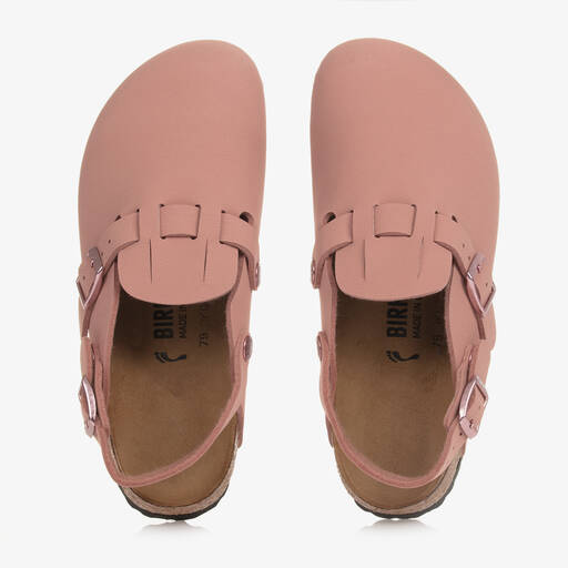 Birkenstock-Girls Pink Faux Leather Clog Sandals | Childrensalon