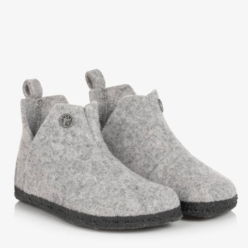 Birkenstock-Grey Wool Felt Slippers | Childrensalon