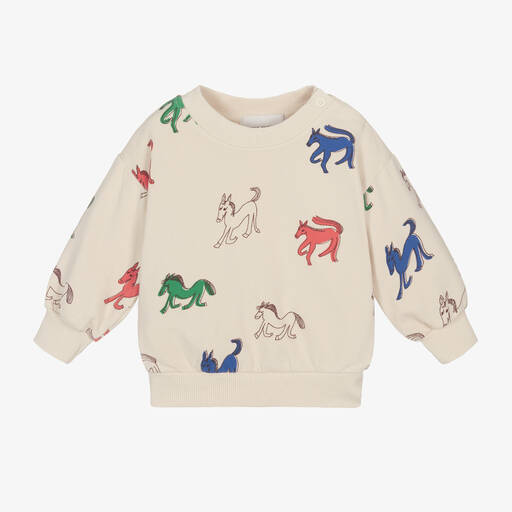 Bobo Choses-Ivory Organic Cotton Baby Sweatshirt | Childrensalon