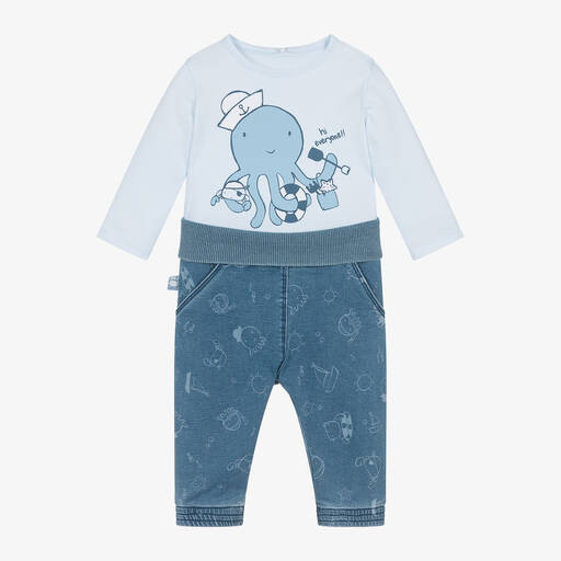 Boboli-Baby Boys Blue Denim Trousers Set | Childrensalon
