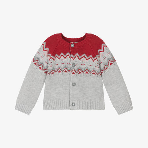 Boboli-Baby Boys Grey Knitted Cardigan | Childrensalon