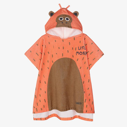 Boboli-Boys Brown & Orange Monkey Hooded Towel | Childrensalon