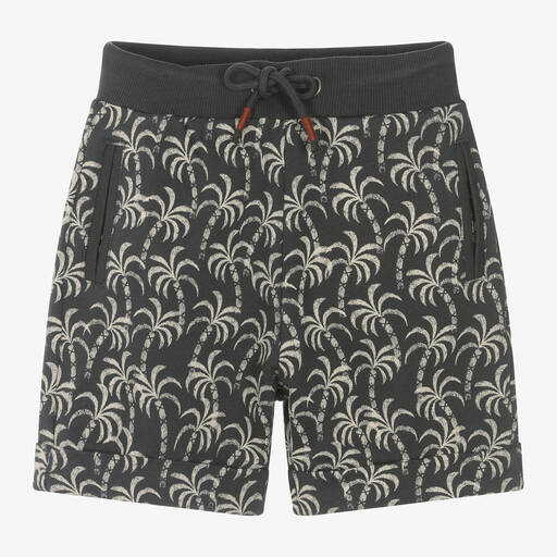 Boboli-Boys Grey Cotton Palm Tree Shorts | Childrensalon