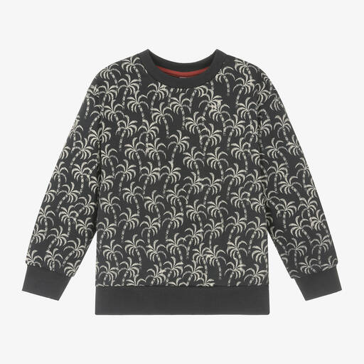 Boboli-Boys Grey Cotton Palm Tree Sweatshirt | Childrensalon