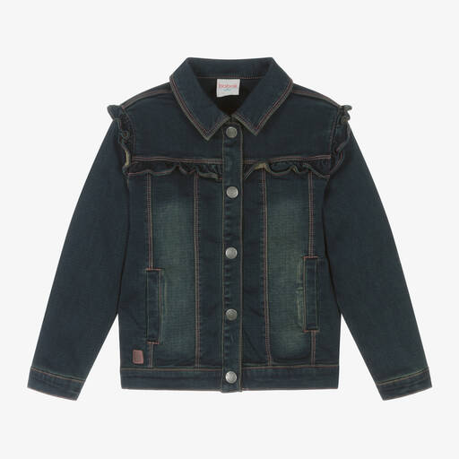 Boboli-Girls Dark Blue Wash Denim Jacket | Childrensalon