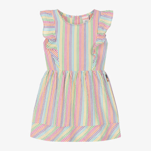 Boboli-Girls Multicolour Striped Cotton Dress | Childrensalon