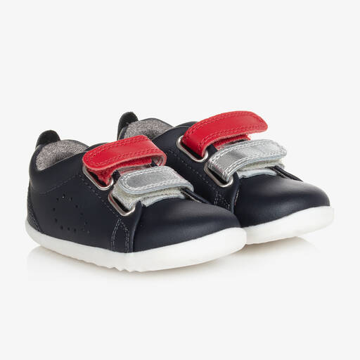 Bobux-Blue Leather First Walker Baby Trainers | Childrensalon