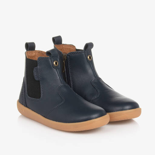 Bobux Kid +-Boys Blue Leather Ankle Boots | Childrensalon