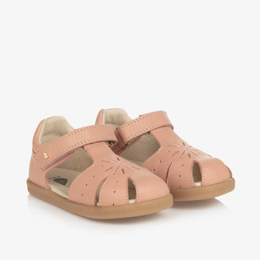 Bobux IWalk-Girls Pink Leather Velcro Sandals | Childrensalon