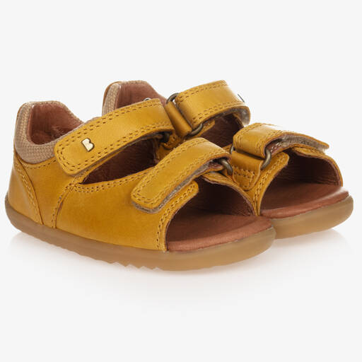 Bobux Step Up-Mustard Yellow Leather Baby Sandals | Childrensalon