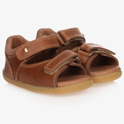 Bobux Step Up-Tan Brown Leather Baby Sandals | Childrensalon