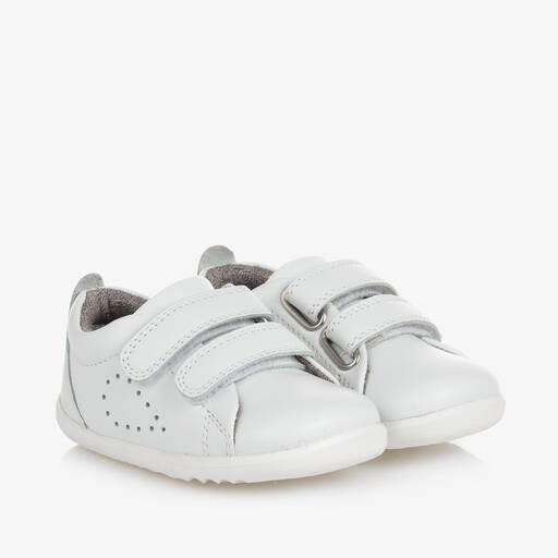 Bobux-White Leather First-Walker Baby Trainers | Childrensalon