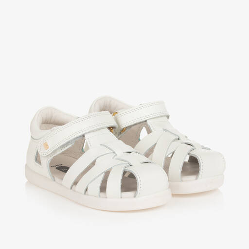 Bobux IWalk-White Leather Velcro Sandals | Childrensalon