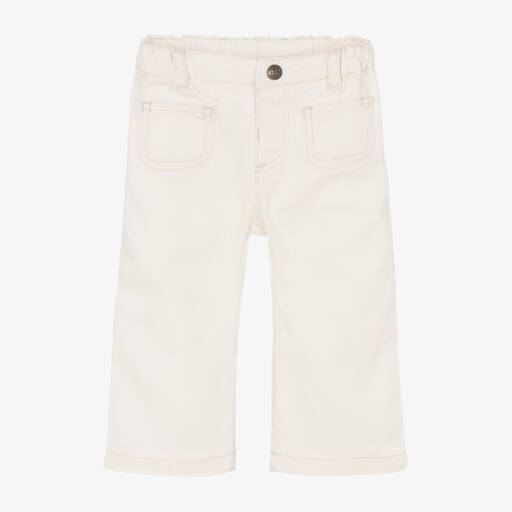 Bonpoint-Широкие кремовые джинсы для малышек | Childrensalon