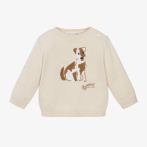 Bonpoint-Beige Wool Knit Dog Sweater | Childrensalon