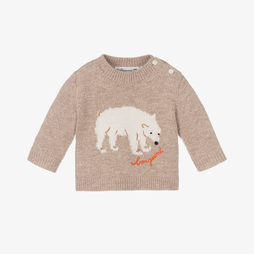 Bonpoint-Boys Beige Polar Bear Merino Wool Sweater | Childrensalon
