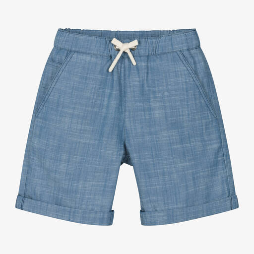 Bonpoint-Boys Blue Cotton Drawstring Shorts | Childrensalon