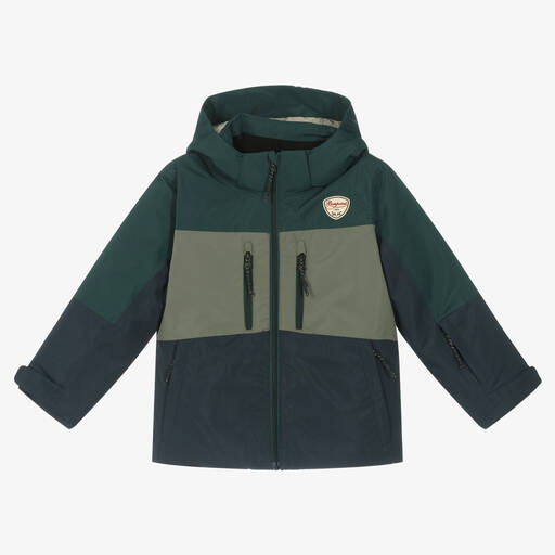 Bonpoint-Сине-зеленая утепленная лыжная куртка | Childrensalon