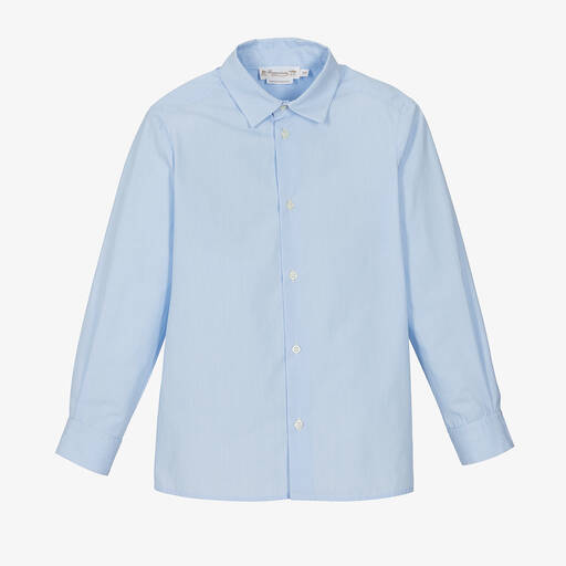Bonpoint-Boys Blue Pinstripe Cotton Shirt | Childrensalon